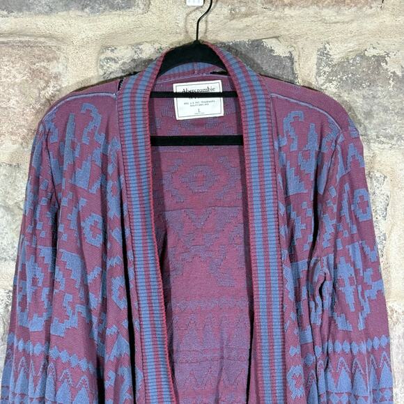 Abercrombie and Fitch Cardigan Sweater Large Purple Blue - Picture 2 of 13